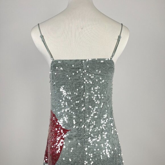 $450 NWOT Farm Rio Blue Sequins Anthurium Flowers Slip Maxi Dress Size S - Picture 12 of 16